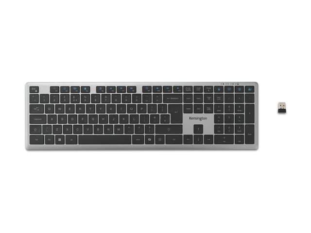 KENSINGTON - KB535 EQ - Keyboard - multi-device, rechargeable - full size - wireless - 2.4 GHz, Bluetooth, USB - QWERTY - UK - space grey - retail - FSC cardboard