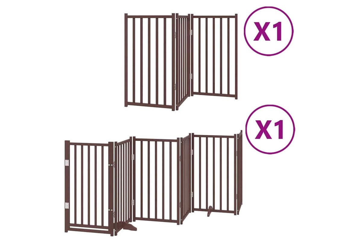 Vidaxl Dog Gate With Door Foldable 9 Panels Brown 450 Cm Poplar Wood