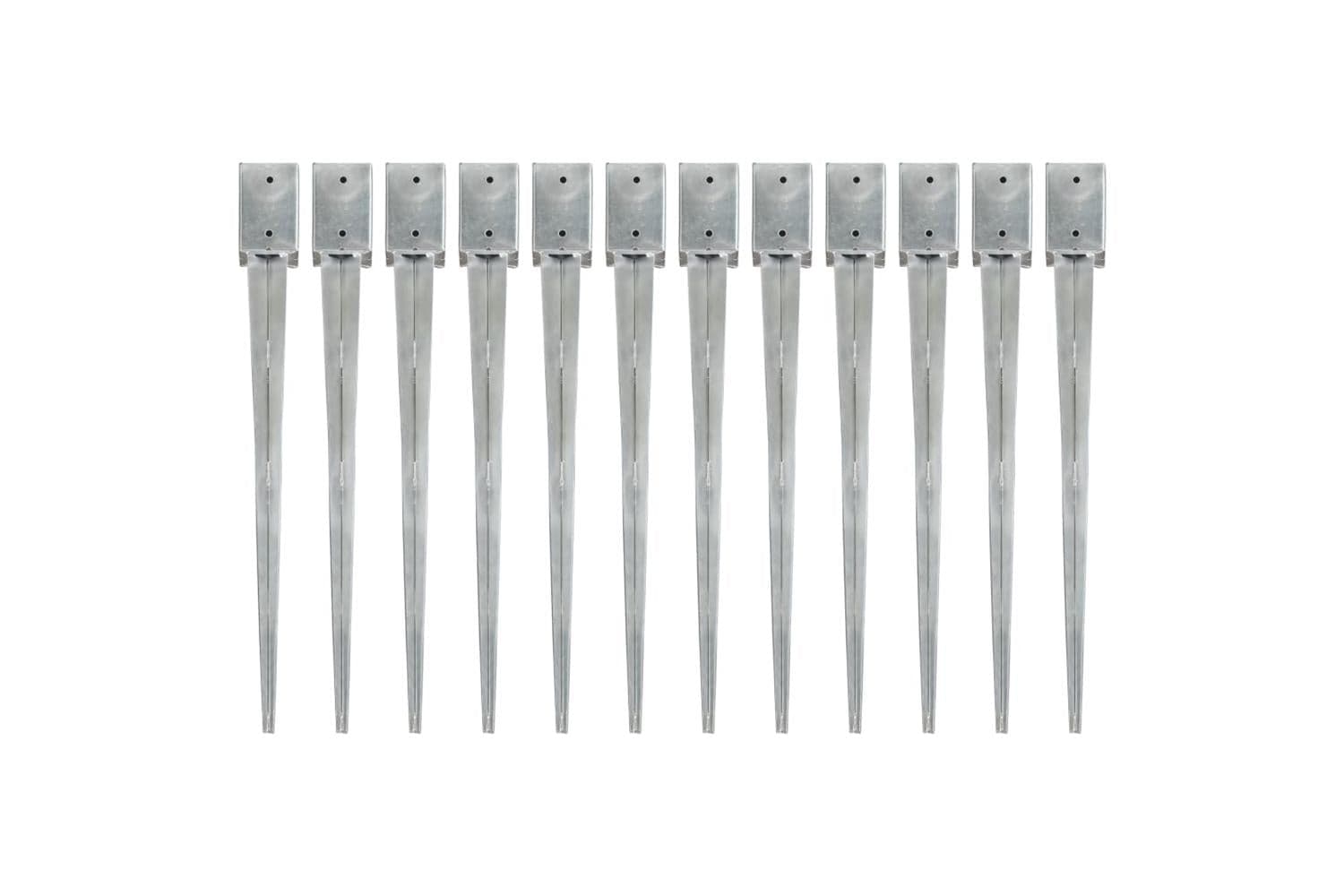 vidaXL 145418 Ground Spikes 12 Pcs Silver 9x9x90cm Galvanised Steel