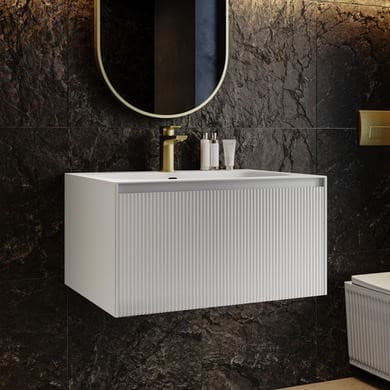 Venice 700mm Fluted Wall Hung Vanity Unit with Aluminium Basin