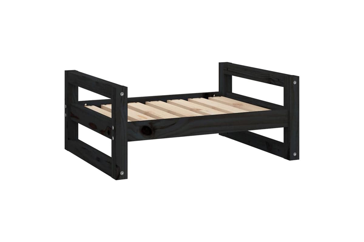 Dog Bed Black 655x505x28 Cm Solid Pine Wood