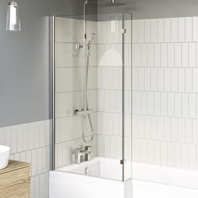 Lomax L Shape 1450mm 6mm Chrome Bath Screen