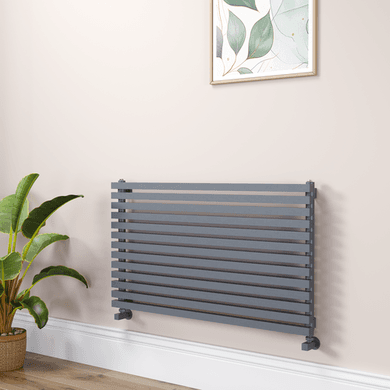 Ravello Linea Dark Grey Anthracite Square Designer Radiator 585x1000mm Single Panel 2785 BTU - Horizontal Bars