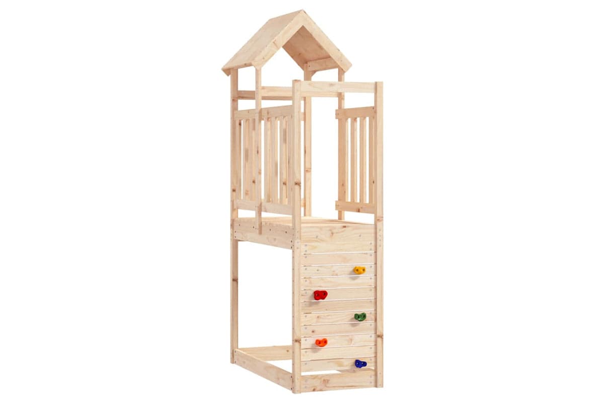 Vidaxl Play Tower With Rockwall 53x110.5x214 Cm Solid Wood Pine