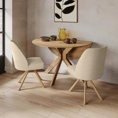 Carson Round Oak Drop Leaf Dining Table Set