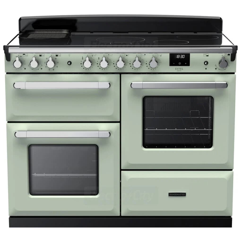 Rangemaster Estel Deluxe 110cm Induction Range Cooker | Mint with Chrome Trim