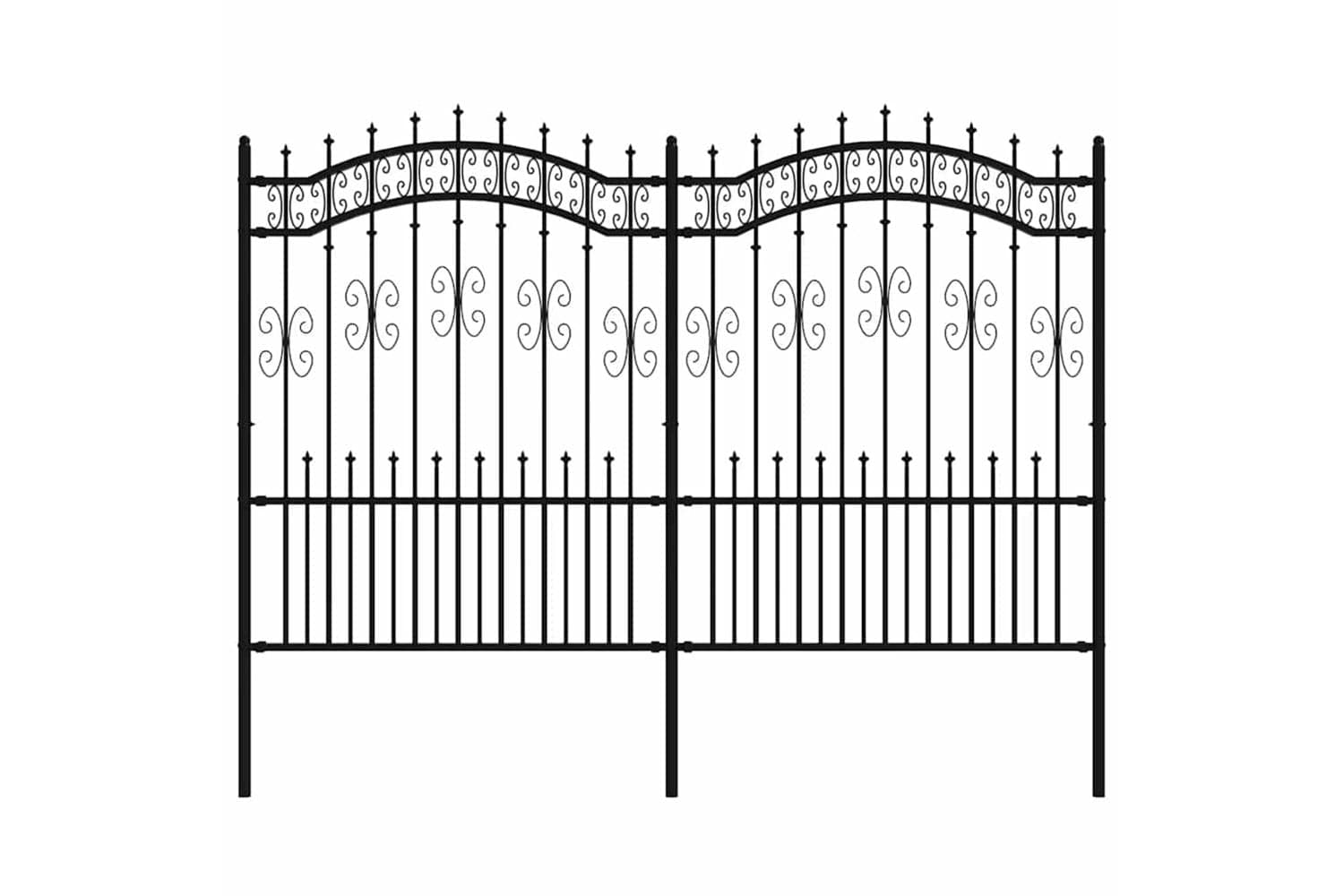 vidaXL 151087 Garden Fence With Spear Top Black 190cm Powder-coated Steel