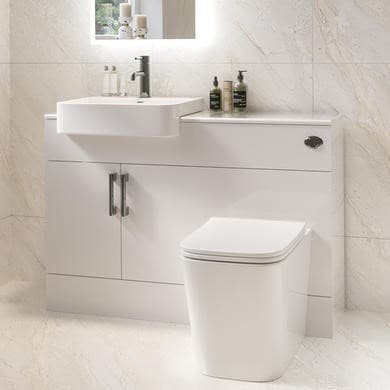 1200mm White Toilet and Sink Unit with Square Toilet - Harper