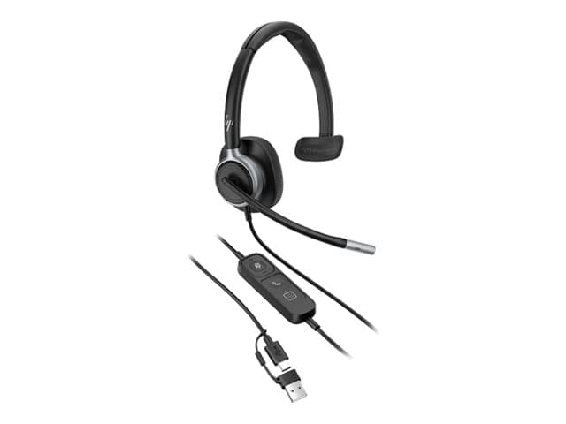 HP - Poly Mission 610 - Customer Special 1 - Mission 600 Customer Series - headset - on-ear - wired - USB-C - black - Certified for Microsoft Teams, Google Meet Certified, Works With Chromebook Certified, Zoom Workplace Headset Certified, Zoom Workspace Con