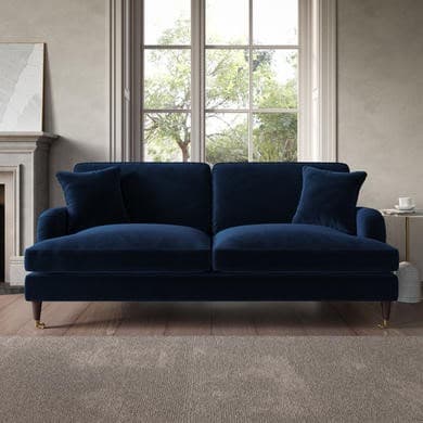 Navy Blue Velvet 3 Seater Sofa - Payton