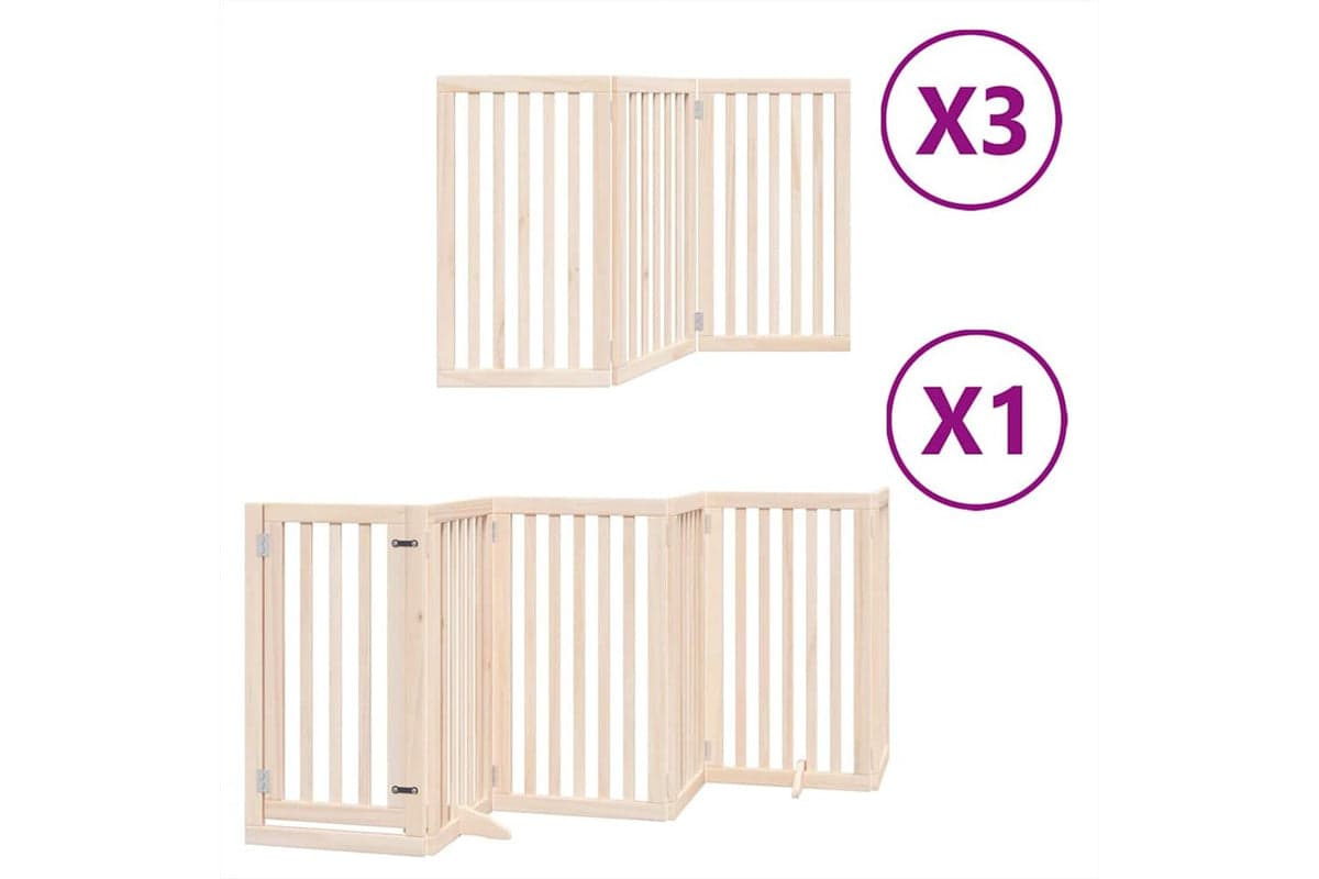 Vidaxl Dog Gate With Door Foldable 15 Panels 750 Cm Poplar Wood