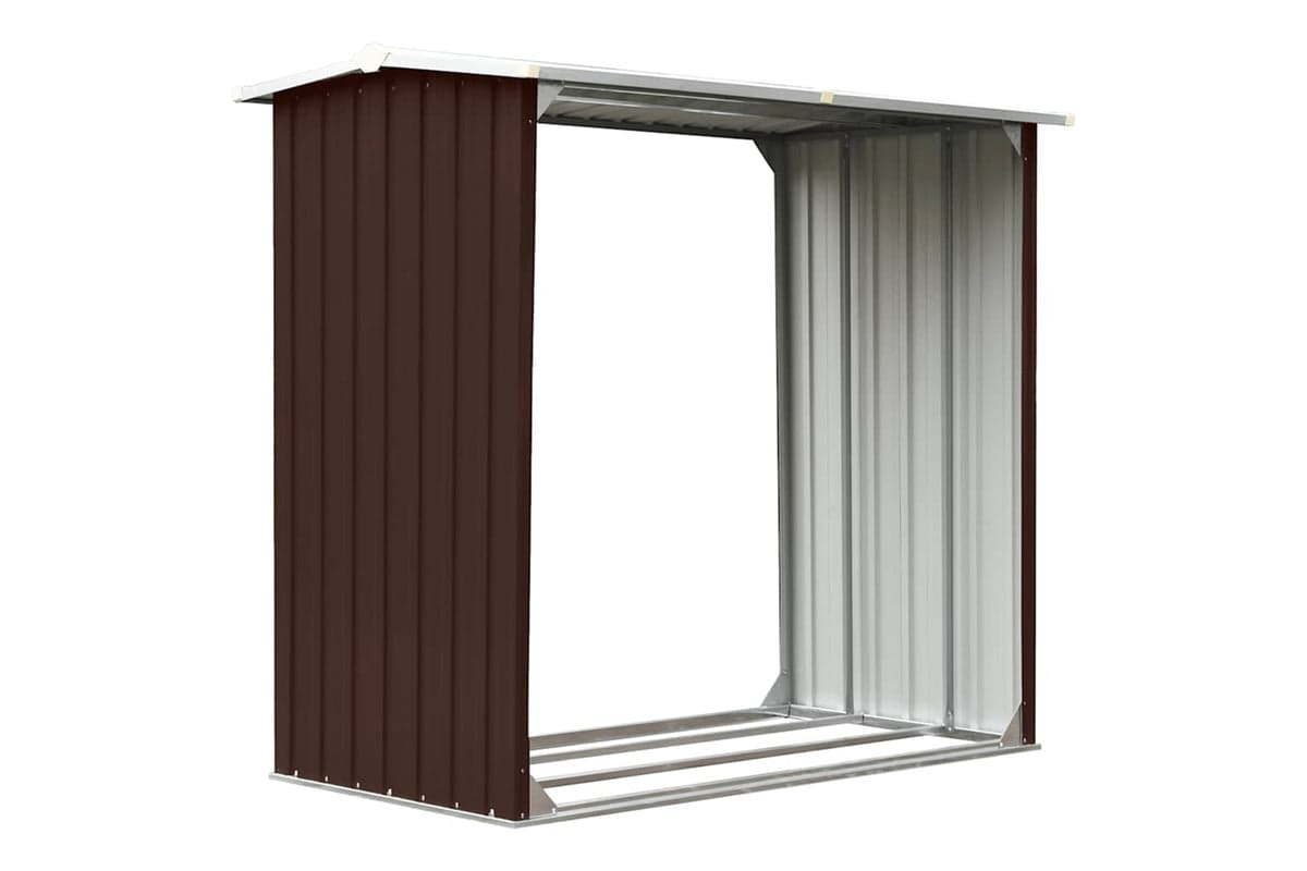 vidaXL 47081 Log Storage Shed Galvanised Steel 172x91x154cm Brown