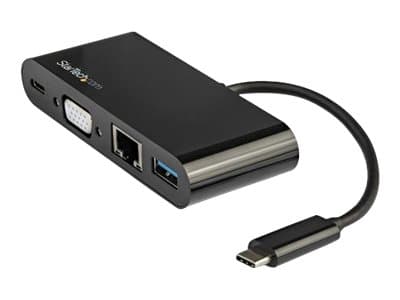 STARTECH.COM - Startech USB C Multiport Adapter, Mini USB-C Dock with Single Monitor VGA 1080p Video, 60W Power Delivery Passthrough, USB 3.1 Gen 1 Type-A 5Gbps, Gigabit Ethernet, Docking Station - Portable USB C Dock (DKT30CVAGPD) - docking station - USB-C - VGA - 1GbE