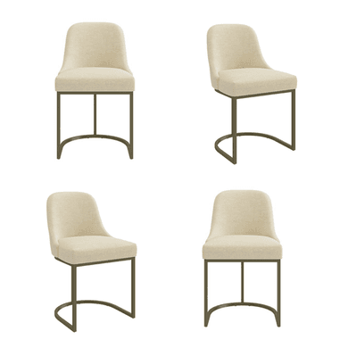 Callie Beige Upholstered Dining Chairs with Brass Legs