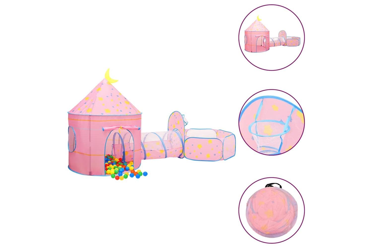 vidaXL 3107736 Children Play Tent With 250 Balls Pink 301x120x128cm