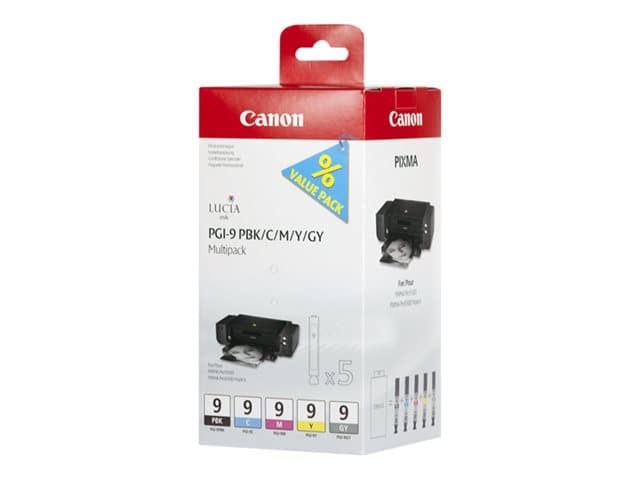 CANON - PGI-9 PBK/C/M/Y/GY Multi-Pack - 5-pack - grey, yellow, cyan, magenta, photo black - original - ink tank