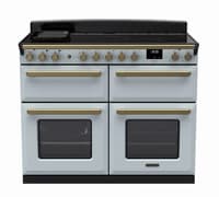 Rangemaster Estel Deluxe 110cm Induction Range Cooker - Misty Blue with Brass Trim | ESDLB110EIPMSB/AB1