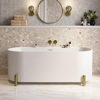 Clara Matt White Freestanding Double Ended Bath with Ledge