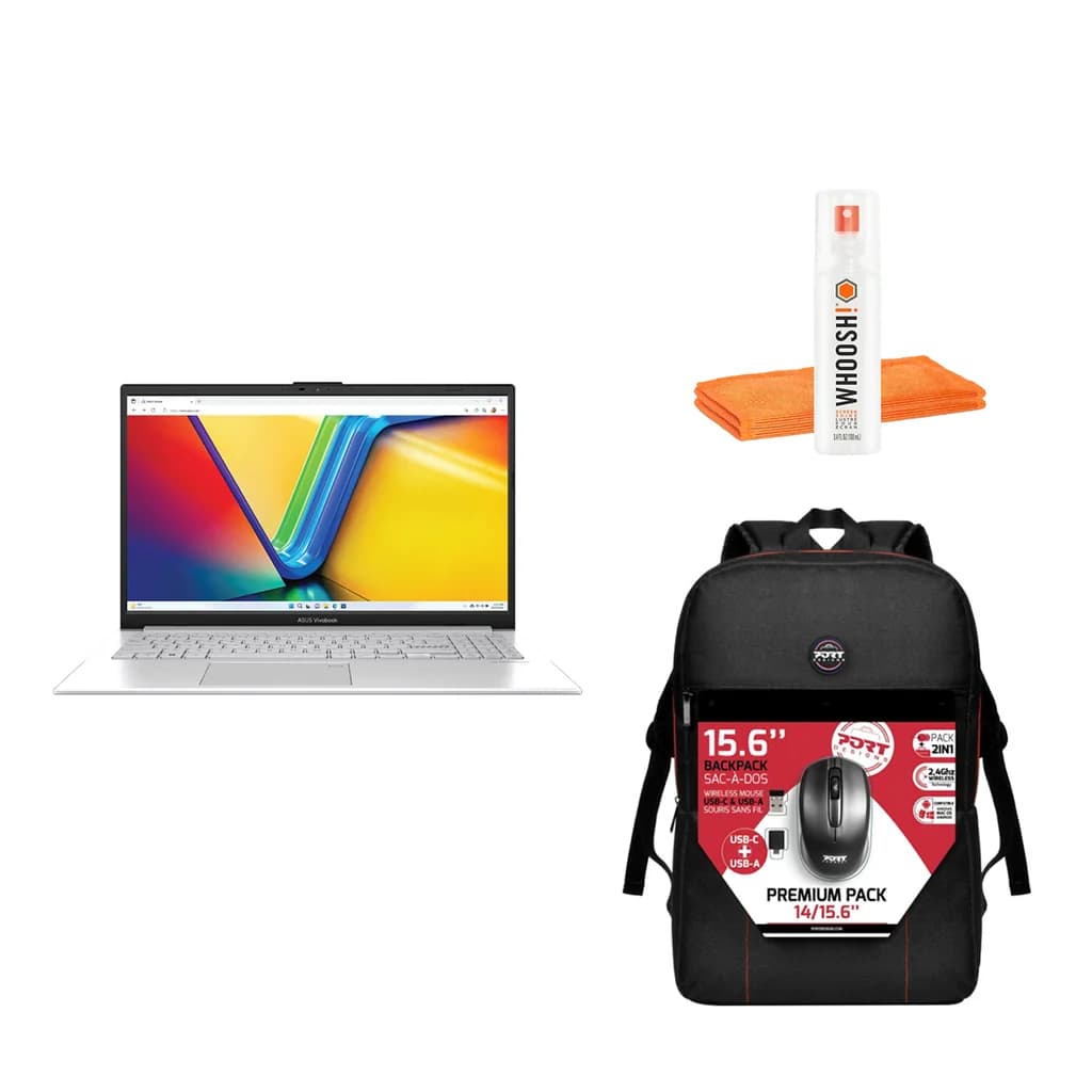 Asus Vivobook Go 15 Intel Core i3 15.6" 8GB/128GB Laptop Bundle - Cool Silver | BTS01