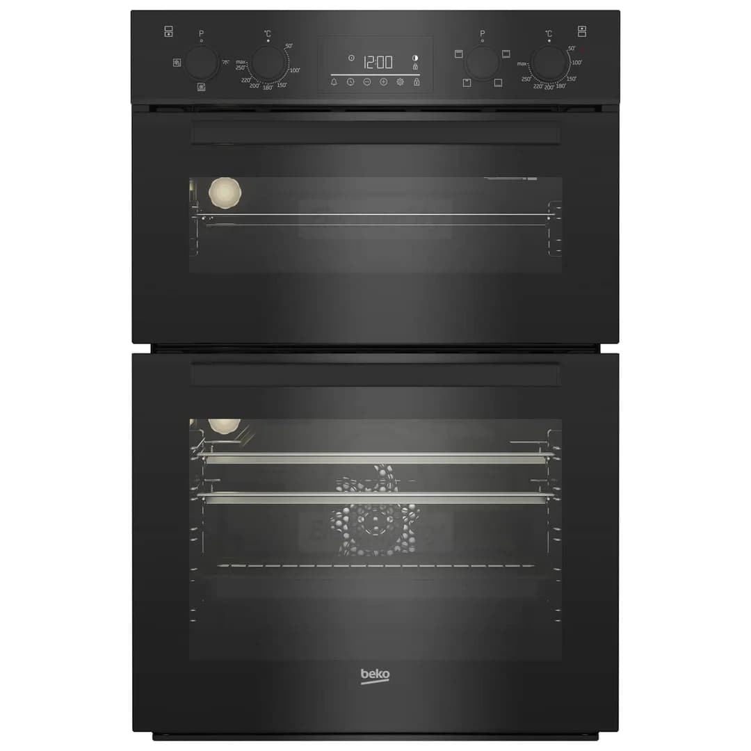 Beko 90cm Built-In Double Fan Oven | Black