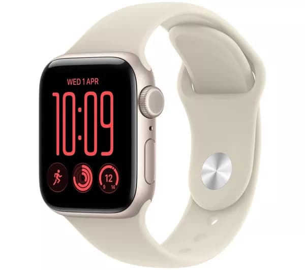APPLE Watch SE 3 Cellular - 40 mm Starlight Aluminum Case with Sand Sport Band, S/M
