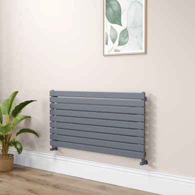 Riace Linea Dark Grey Anthracite Flat Designer Radiator 630x1200mm Single Panel 2881 BTU - Horizontal Bars