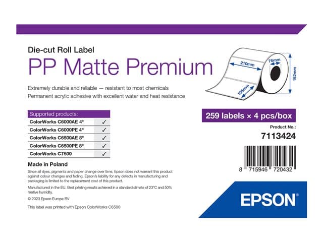 EPSON - Premium - die cut labels - matte - 1036 label(s) - 105 x 210 mm
