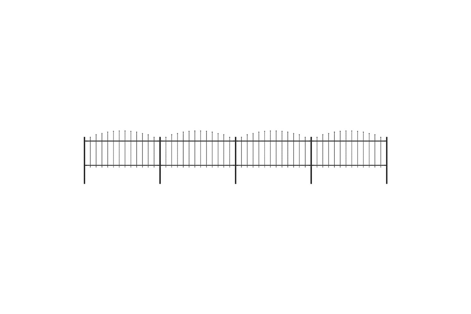 Vidaxl 277706 Garden Fence With Spear Top Steel (0.5-0.75)x6.8 M Black