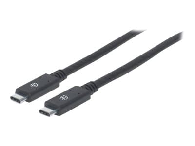 MANHATTAN - USB-C to USB-C Cable, 2m, Male to Male, Black, 5 Gbps (USB 3.2 Gen1 aka USB 3.0), 3A (fast charging), SuperSpeed USB, Lifetime Warranty, Polybag - USB-C cable - USB-C to USB-C - 2 m