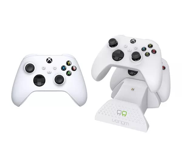 XBOX Wireless Controller (White) & VS2871 Xbox Series X/S & Xbox One Twin Docking Station (White) Bundle