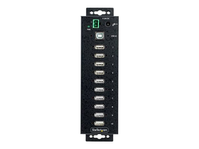 STARTECH.COM - Startech 10-Port Industrial USB 2.0 Hub, Rugged USB Hub w/15kV Air/8kV Contact ESD Level 4 Protection, DIN/Wall/Desk Mountable USB-A Hub, Multiport USB Hub with Locking Ports - Metal Construction (USB210AIND-USB-A-HUB) -