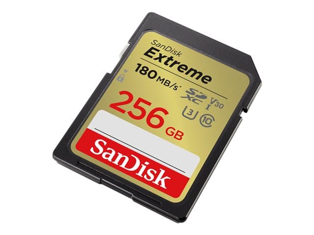 SANDISK - Extreme - Flash memory card - 256 GB - Video Class V30 / UHS-I U3 / Class10 - SDHC UHS-I