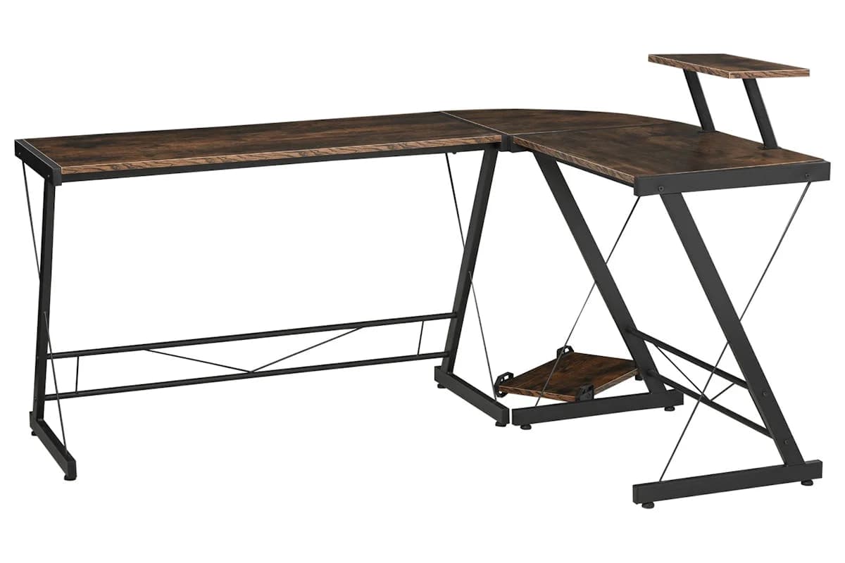 Homcom Home Office Computer Desk | Black/Wood Grain