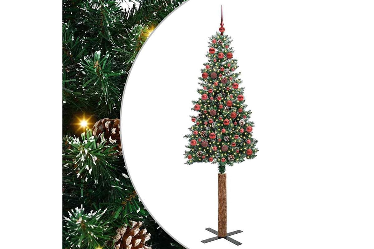 Vidaxl Slim Christmas Tree With 300 Leds Green And White 180 Cm