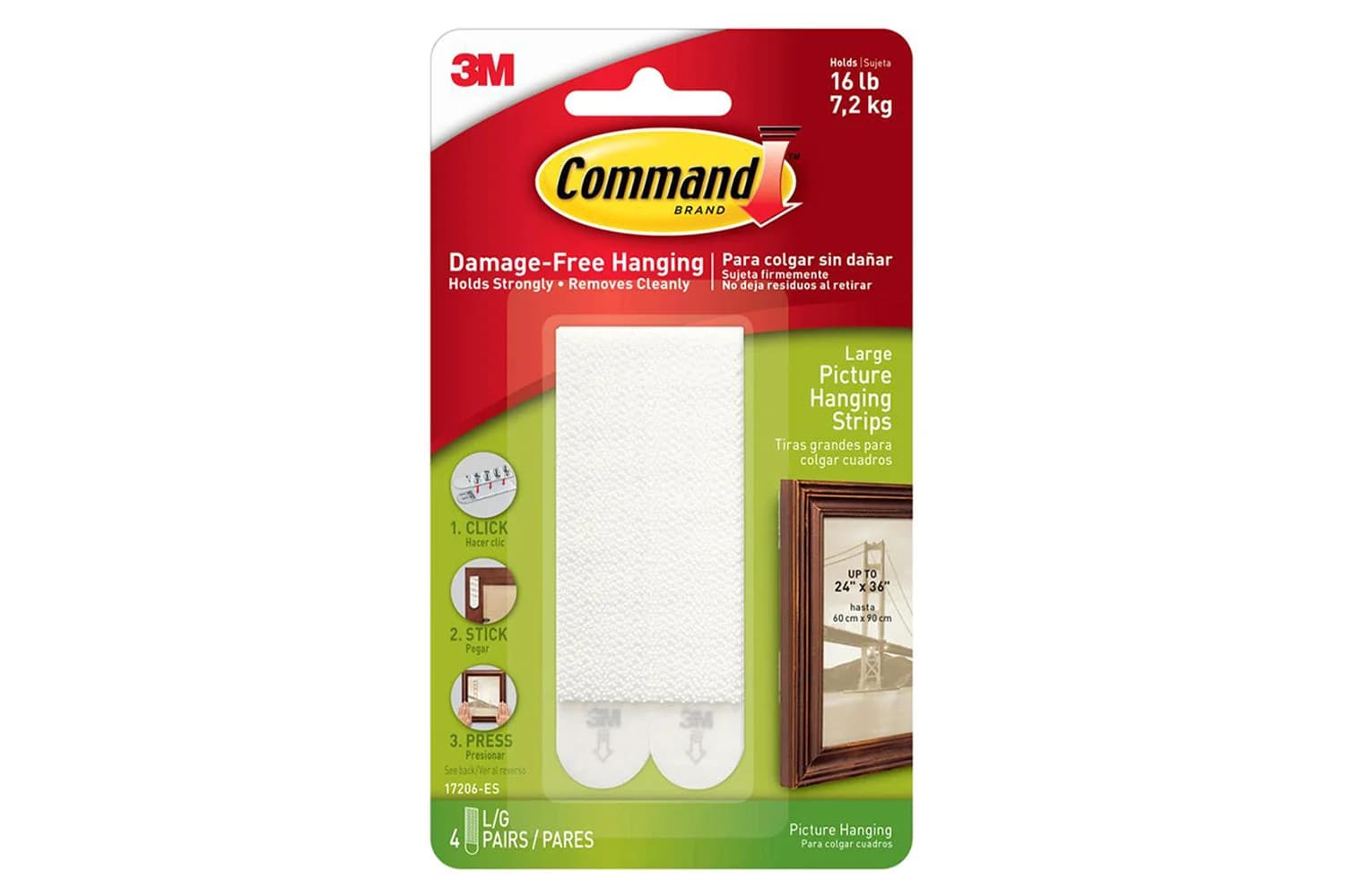 3M Command 4 Sets Large Picture Hanging Strips | White