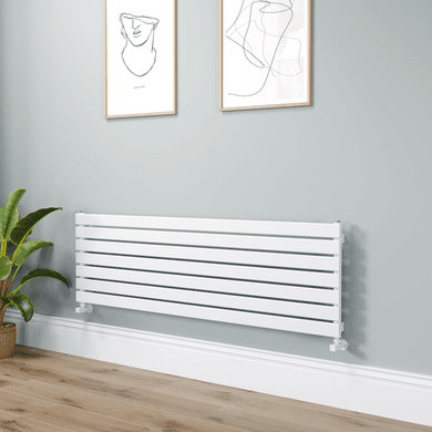 Riace Linea White Flat Designer Radiator 490x1600mm Single Panel 2952 BTU - Horizontal Bars