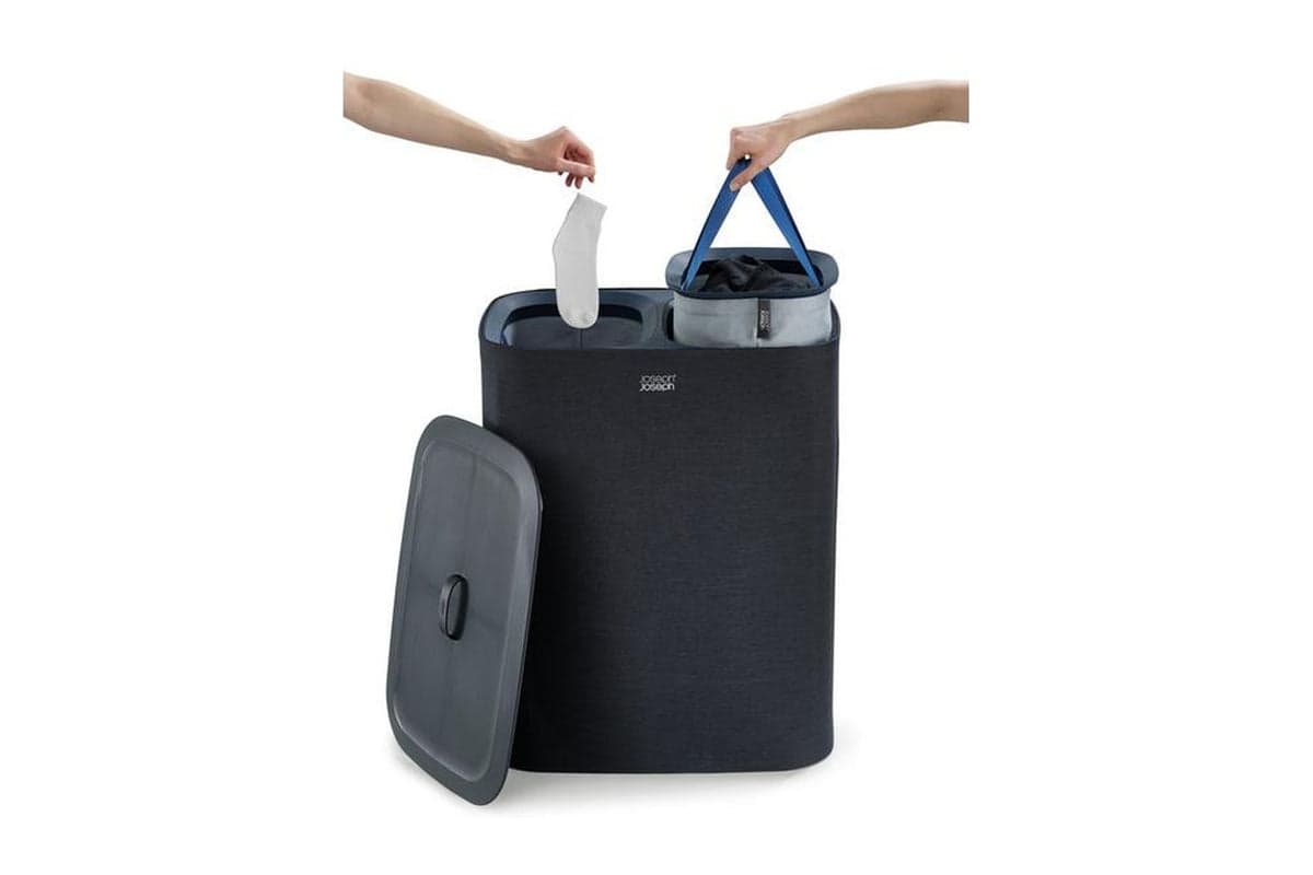 Joseph Joseph | 50004 | Tota 90l Laundry Basket (carbon Black) Â– Dual Bag, Stylish Modern, Durable & Highly Functional