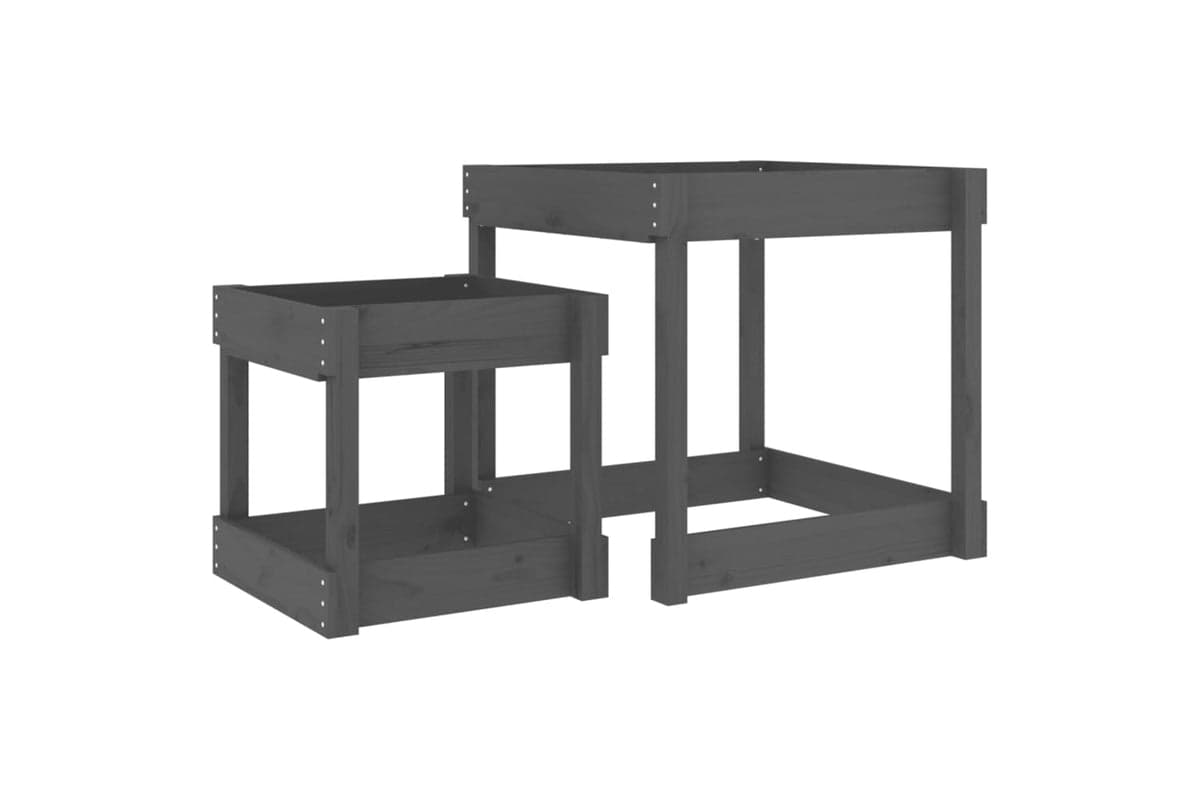 vidaXL 825053 Sand Tables 2 Pcs Grey Solid Wood Pine
