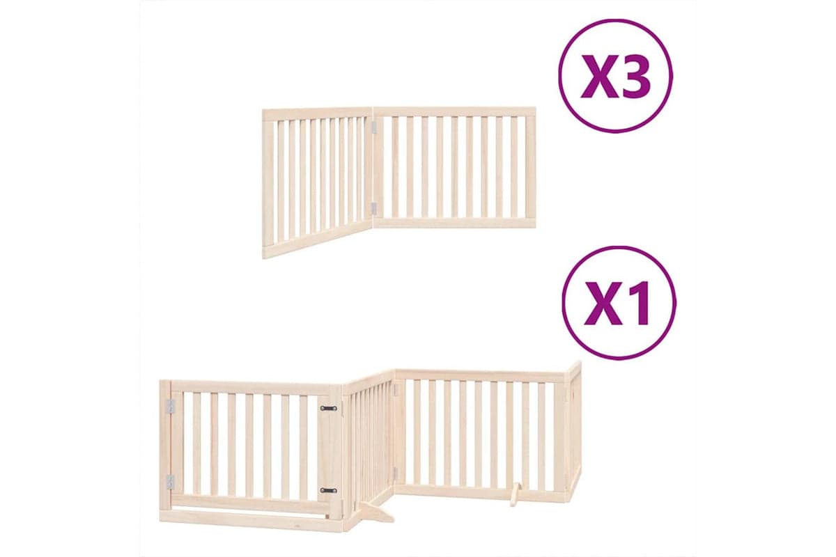 Vidaxl Dog Gate With Door Foldable 10 Panels 800 Cm Poplar Wood