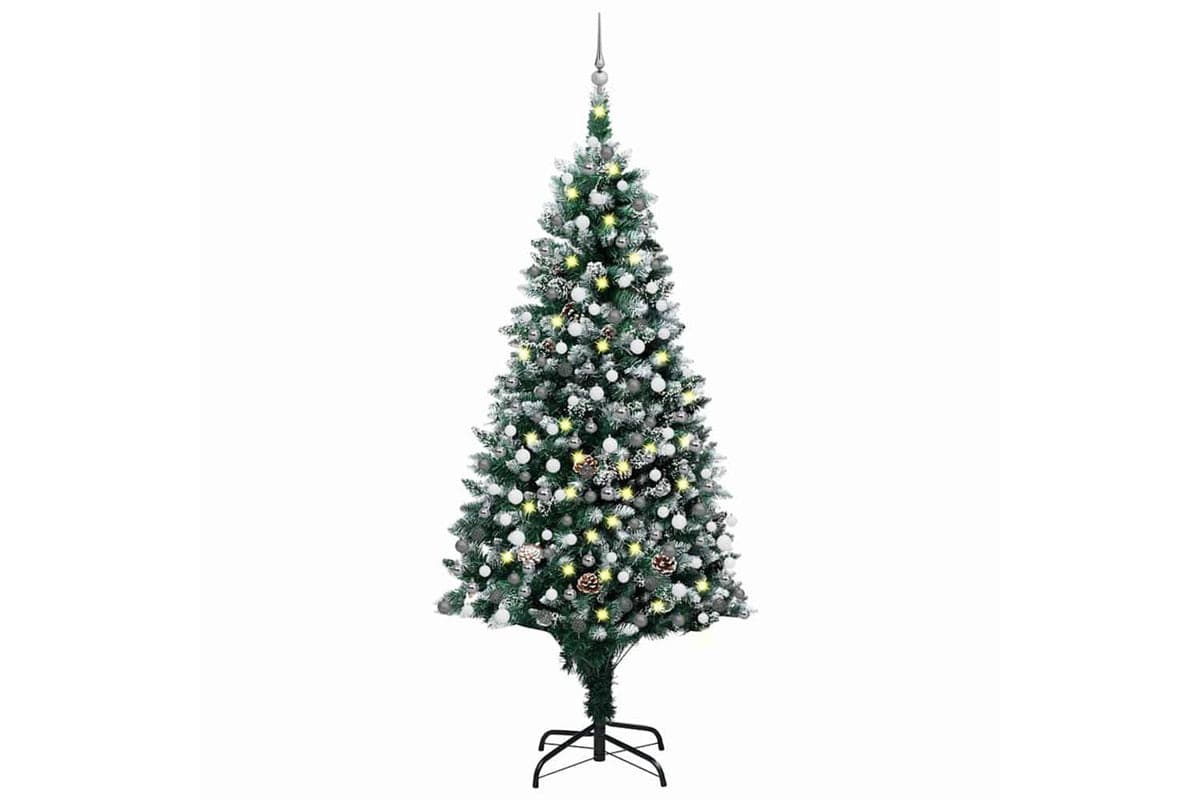 Vidaxl Artificial Pre-lit Christmas Tree With Ball Setpinecones 210 Cm