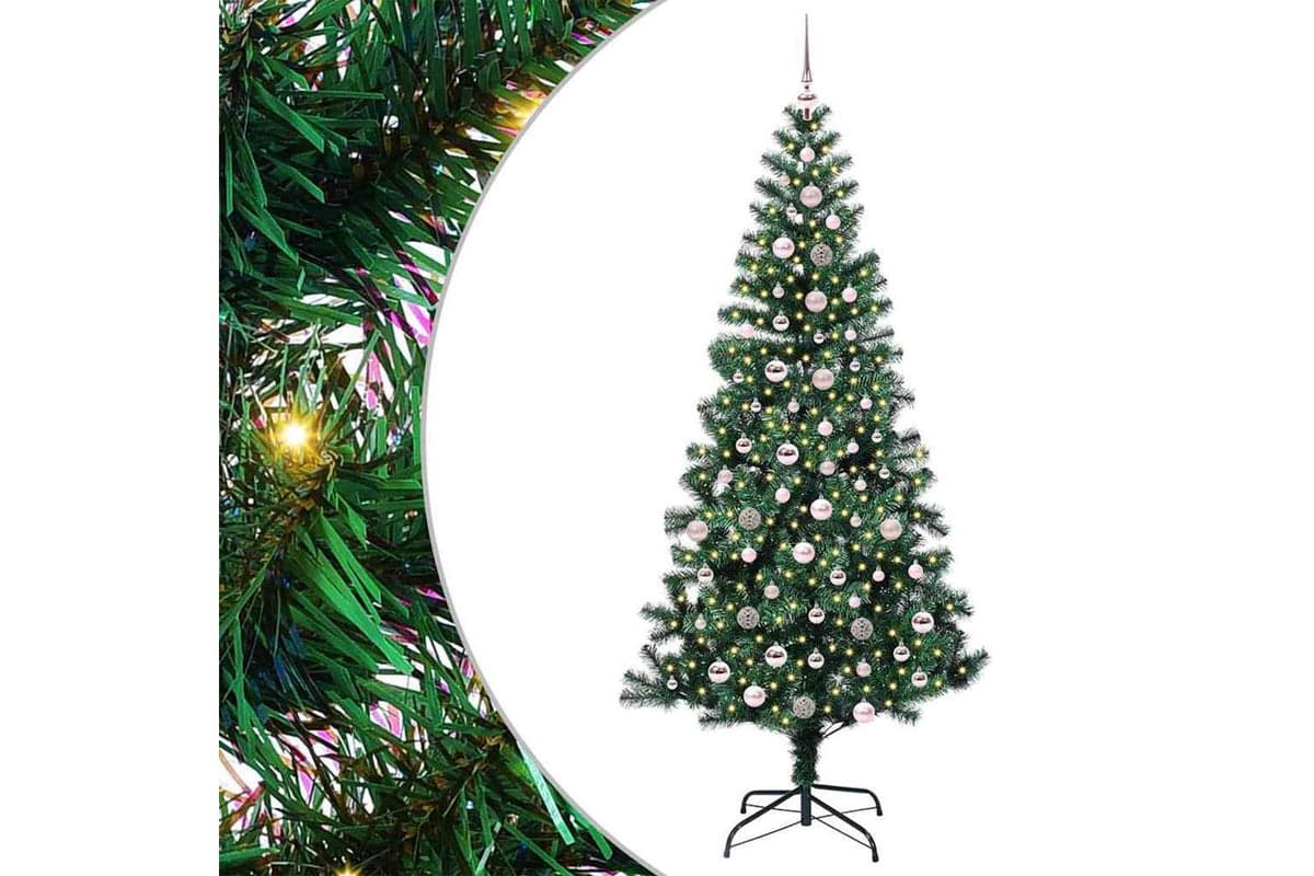 Vidaxl Artificial Pre-lit Christmas Tree Green 240 Cm Pvc And Metal