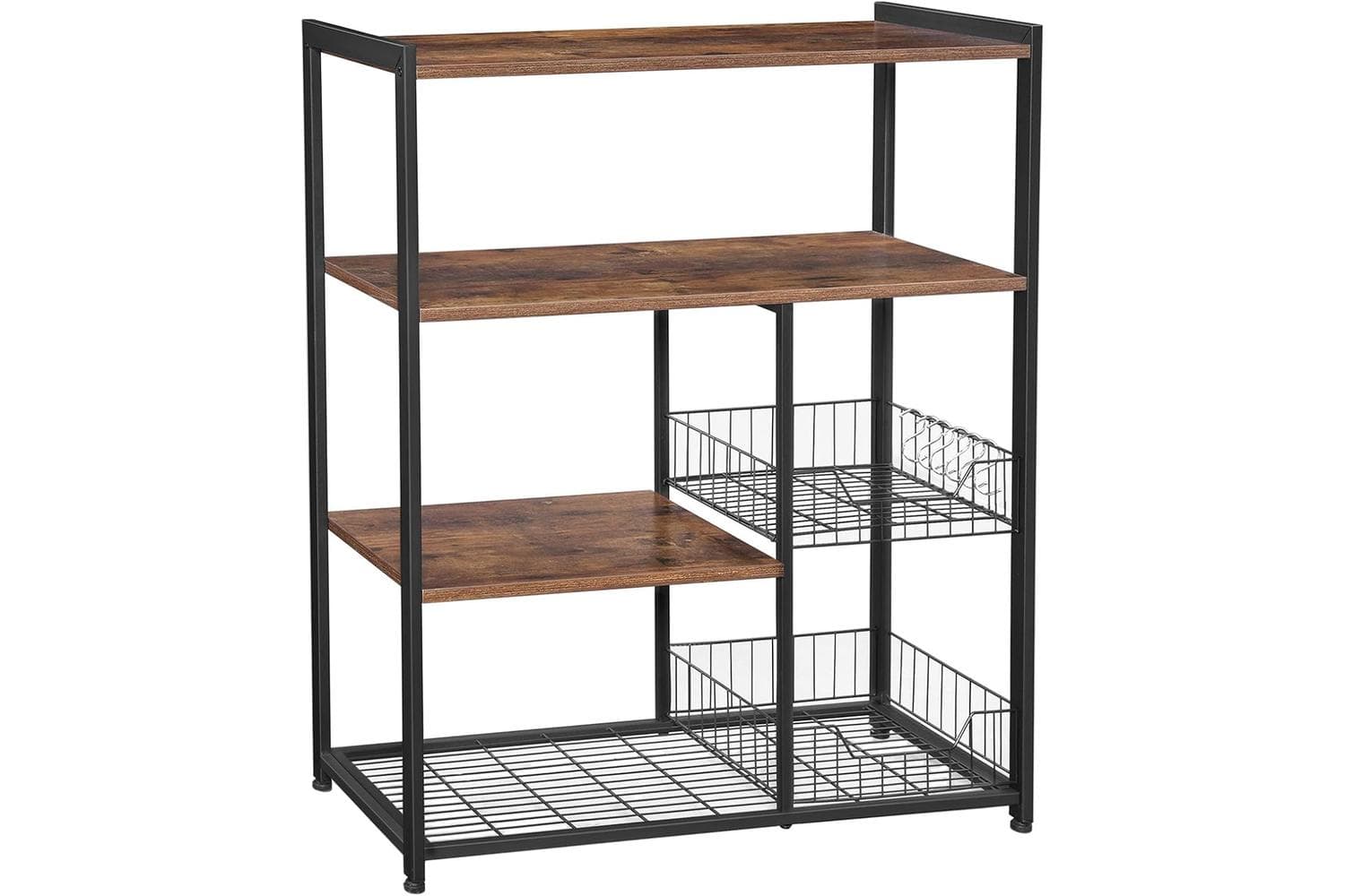 Vasagle Mesh Baskets Kitchen Shelf | Rustic Brown & Matte Black