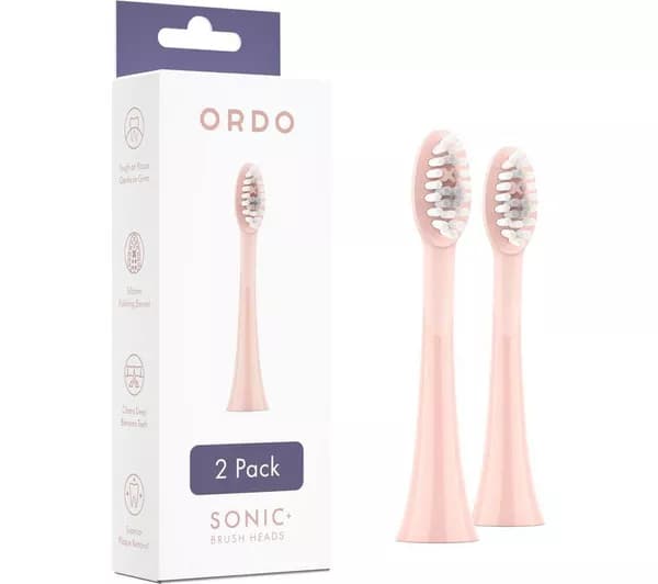 ORDO Sonic+ Replacement Toothbrush Heads - Pack of 2, Rose Gold