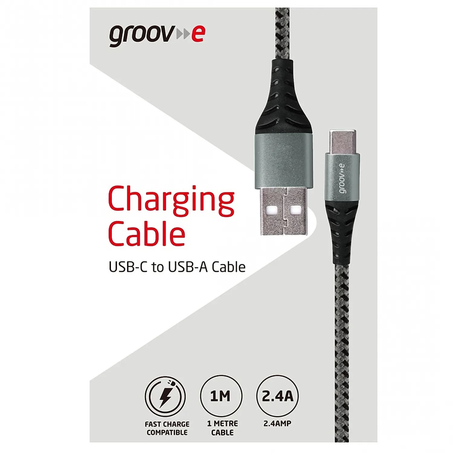 Groove USB-C To USB-A Braided Charging Cable 1m | GVMA005SG