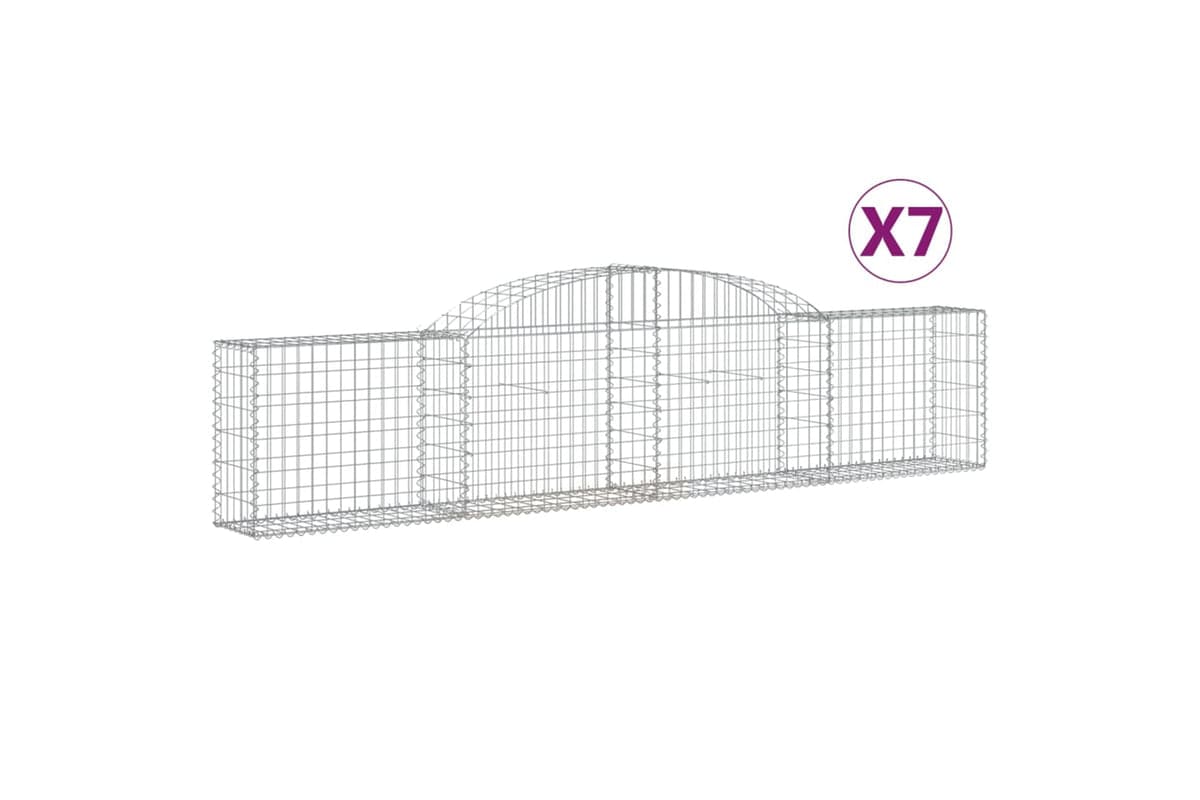 vidaXL 3146490 Arched Gabion Baskets 7 Pcs 300x30x60/80cm Galvanised Iron