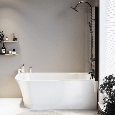 Vigo Freestanding Shower Bath Single Ended Corner with Bath Screen