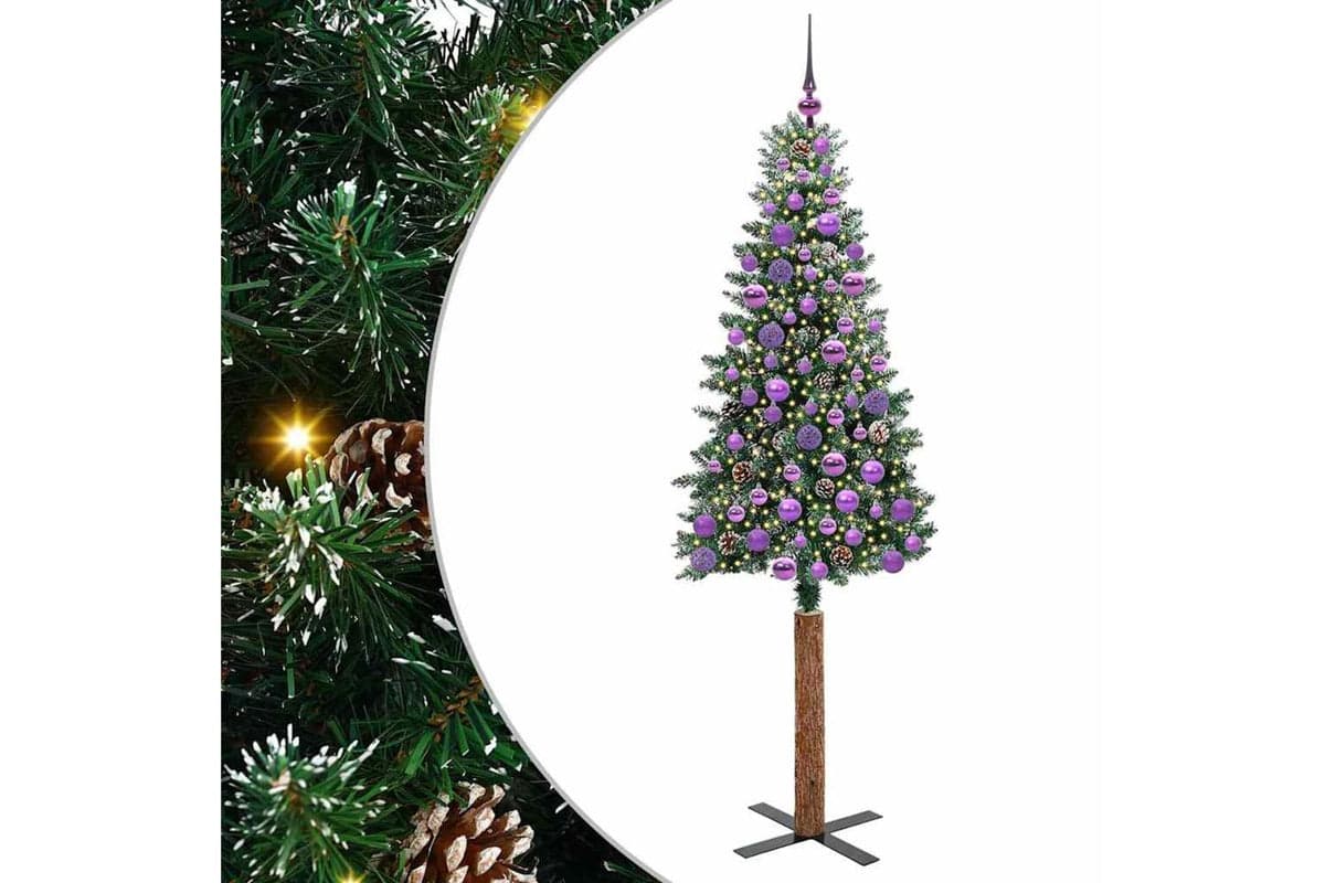 Vidaxl Slim Christmas Tree With 300 Leds Green And White 180 Cm
