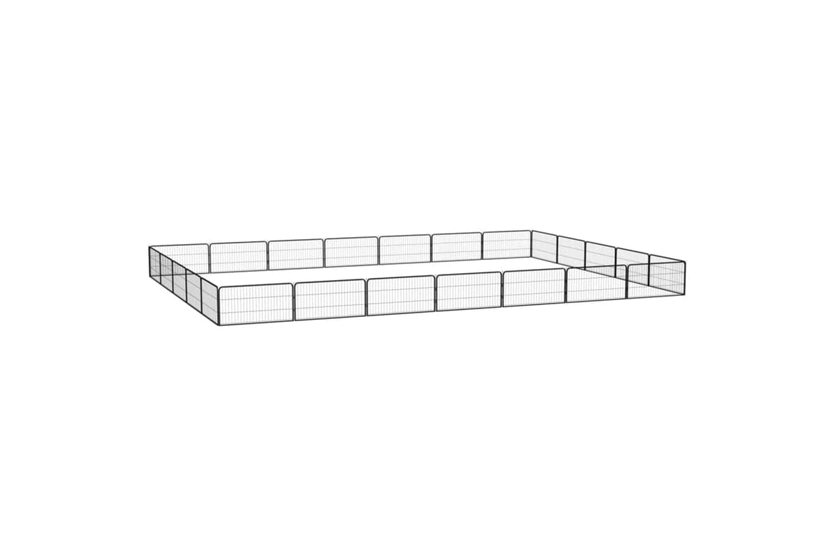 vidaXL 3115971 24-panel Dog Playpen Black 100x50cm Powder-coated Steel