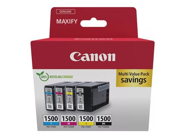 CANON - PGI-1500 BK/C/M/Y Multipack - 4-pack - black, yellow, cyan, magenta - original - ink tank