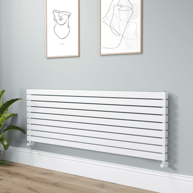 Riace Linea White Flat Designer Radiator 630x1800mm Double Panel 6256 BTU - Horizontal Bars